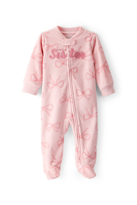 Pijama una pieza de micropolar, con pie, diseño lazos Sin color