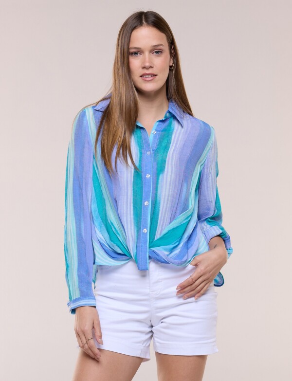 Camisa Botones Nudo CELESTE/MULTI