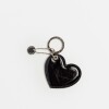 Llavero Heart En Cuero Charol Arrugado Negro