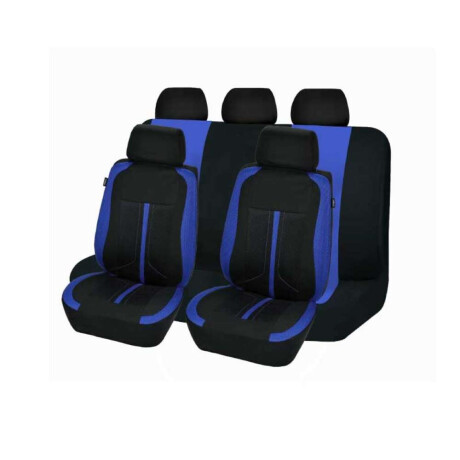 Cubreasiento De Tela 9 Piezas Negro Con Franjas Azules