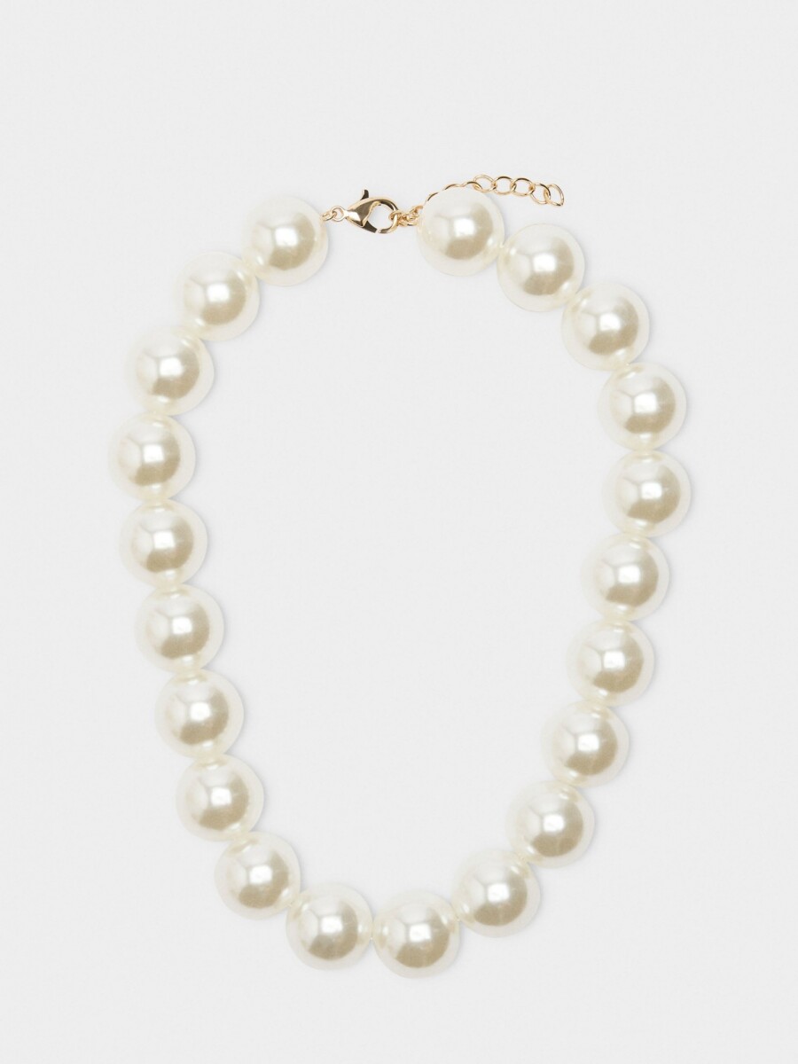 Collar Corto De Perlas blanco