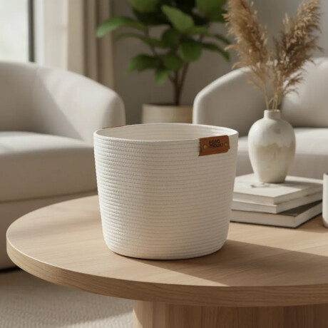 Cesto Canasto de Algodón con Asa Paramount Deco Ø38x30Cm Blanco