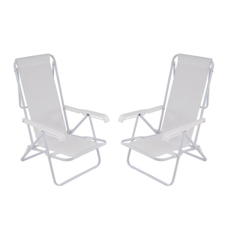 Kit 2 Reposeras Reclinables 8 Posiciones Acero Mor Sannet Blanco