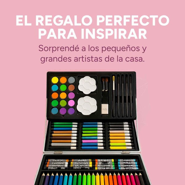 Set de Arte Infantil en Valija 145 Piezas Variante Color Rosa