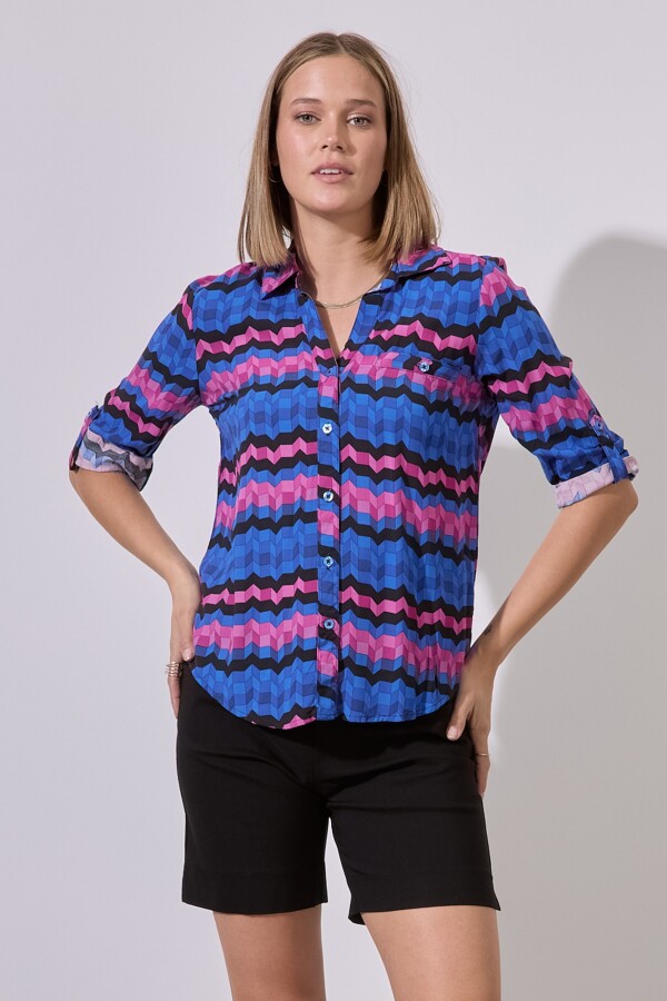 Camisa Zig Zag MULTI/AZUL