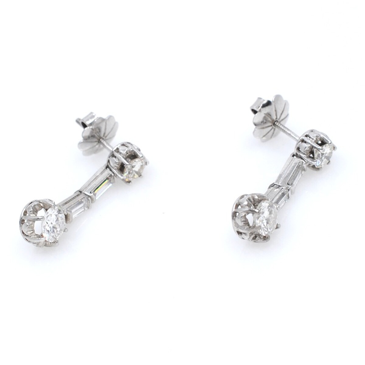 Caravanas en oro 18k blanco y brillantes 