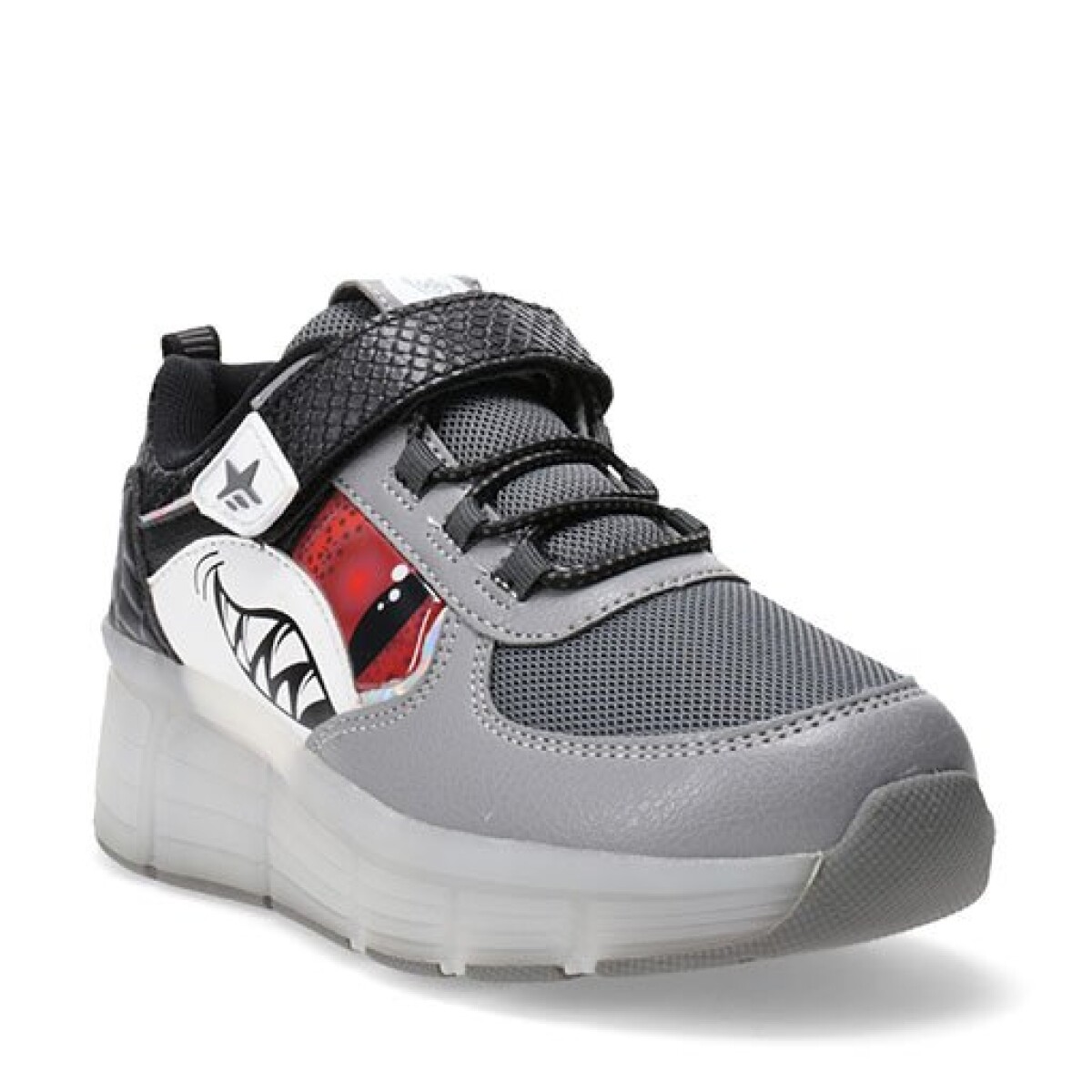 Championes Infantiles Footy Roller con Luz Led y Velcro - Gris - Negro - Blanco 