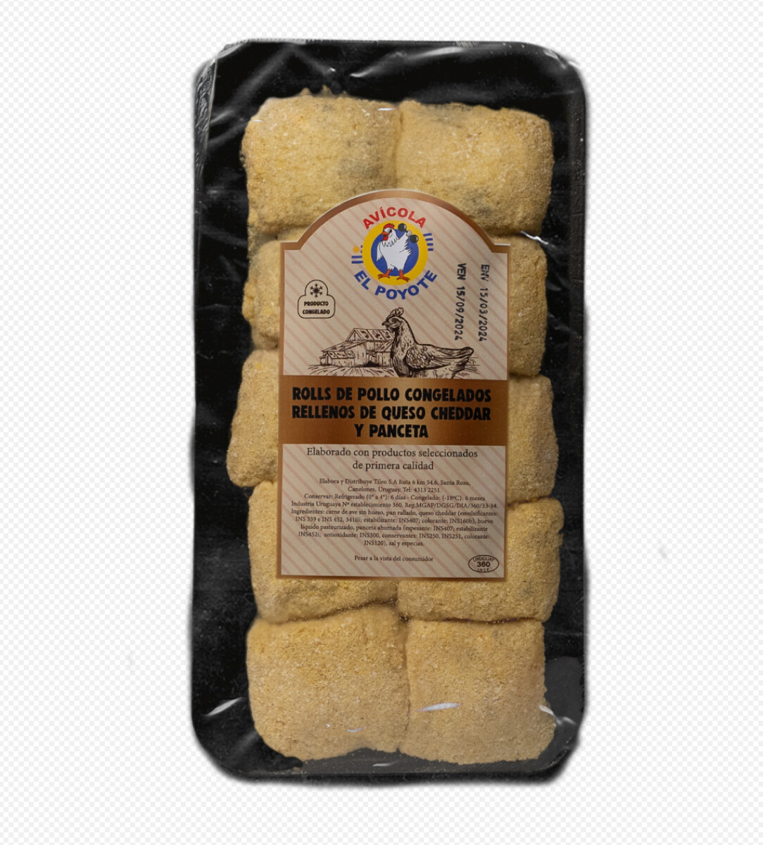 ROLLS DE POLLO CON JAMON Y QUESO 10 uds 