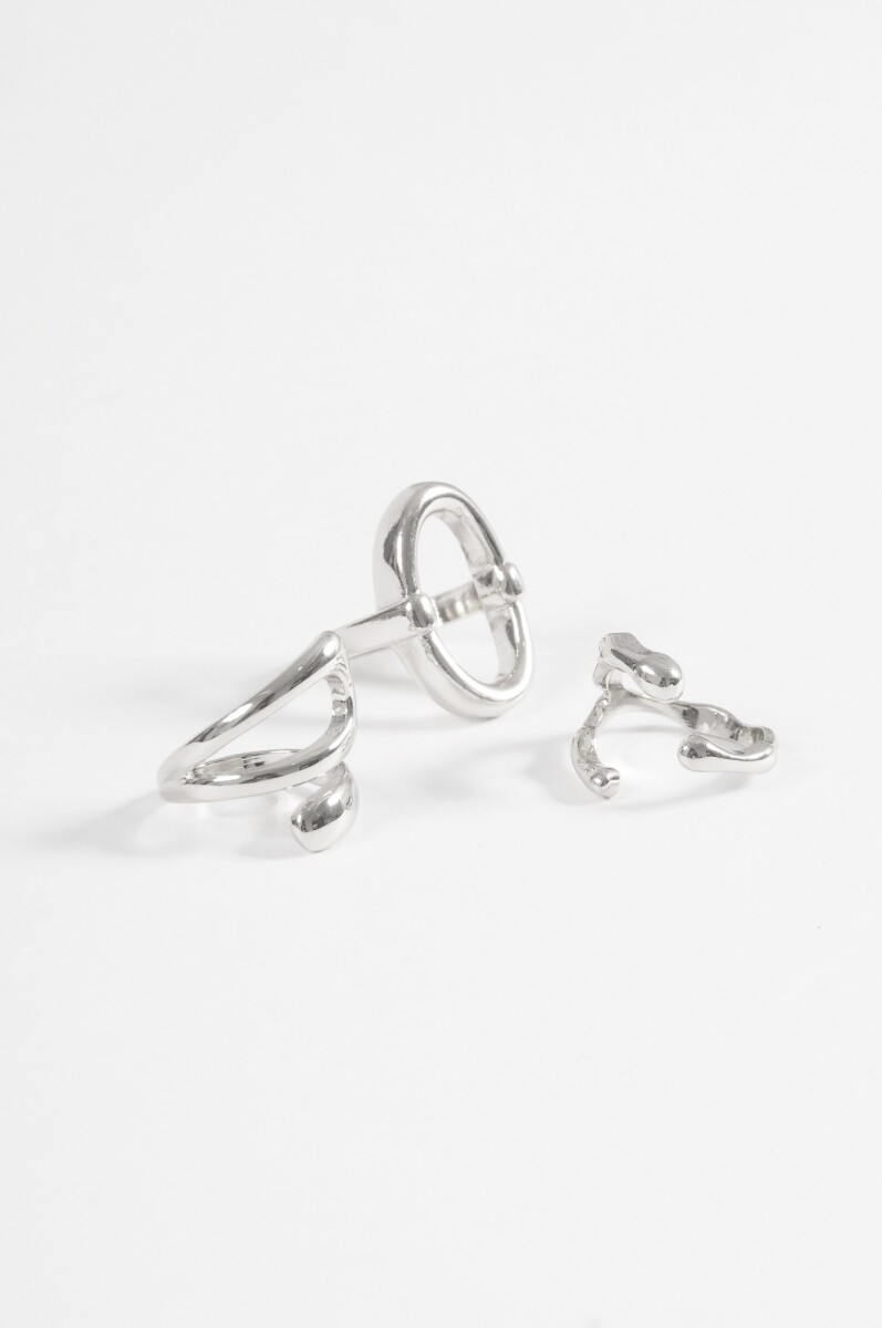 Set de 3 anillos bold - plateado 