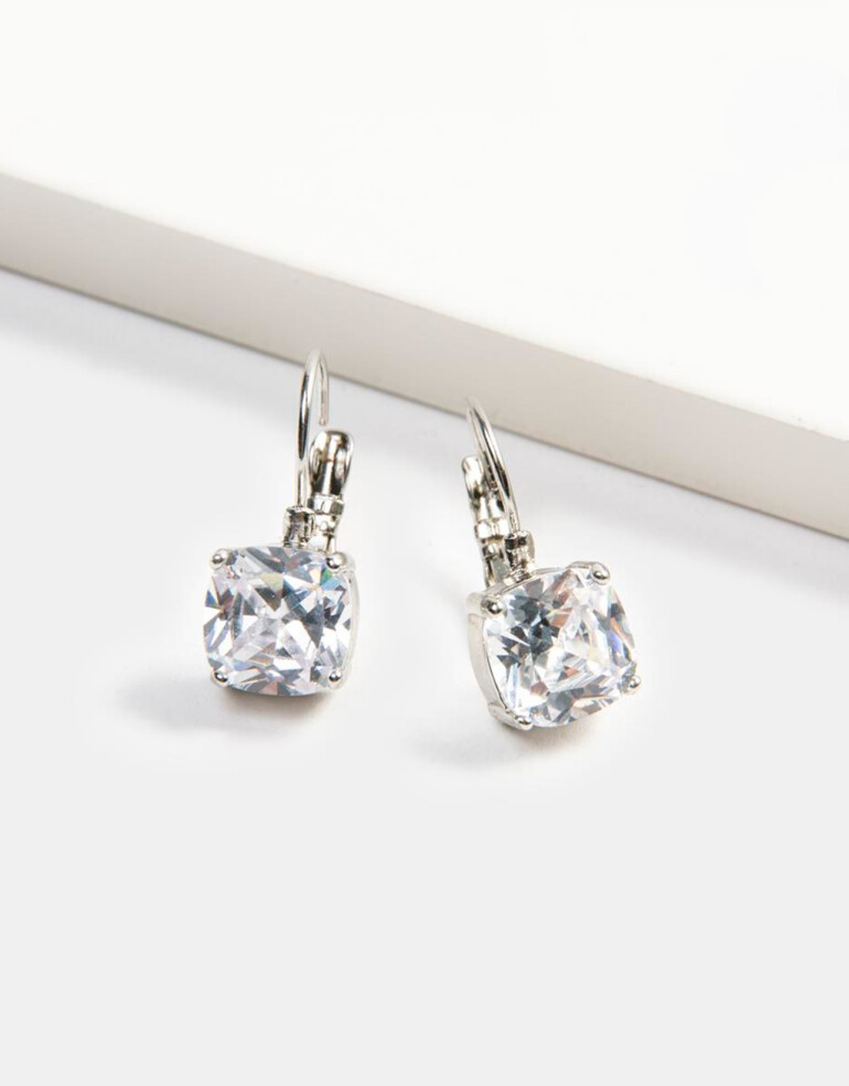 Aros Colgantes Cortos Strass Aros Cortos Cubic - Cristal