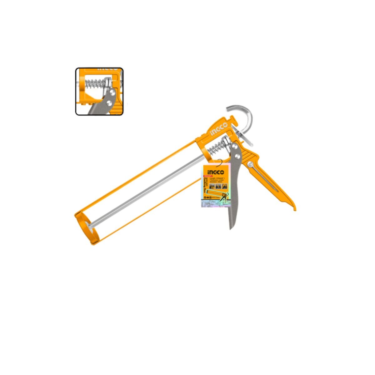 Pistola Aplicar Silicona 9" Mango Aluminio Ingco 