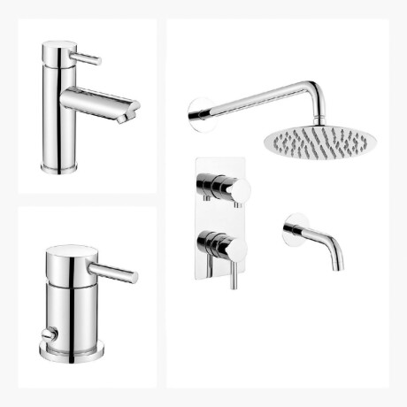 Juego Completo Griferia Para Baño Lavatorio, Bidet Y Ducha De Empotrar Viseu Aqualia CROMO