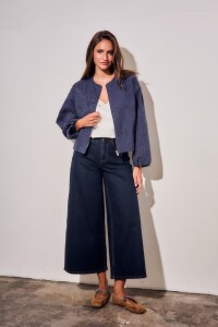 Campera Bomber Con Bordado Denim