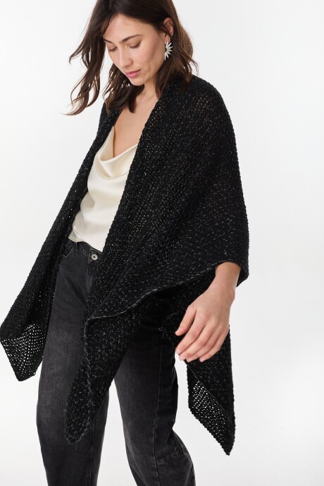 Ruana Eterea Negro Lurex/Plateado
