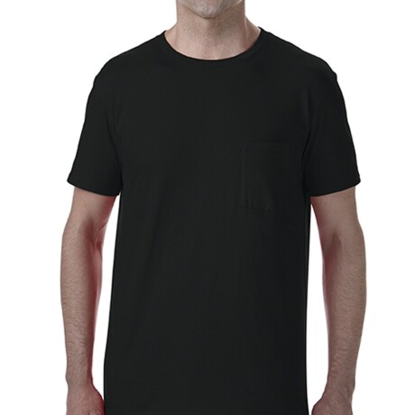 Camiseta Básica Gildan Con Bolsillo Negro