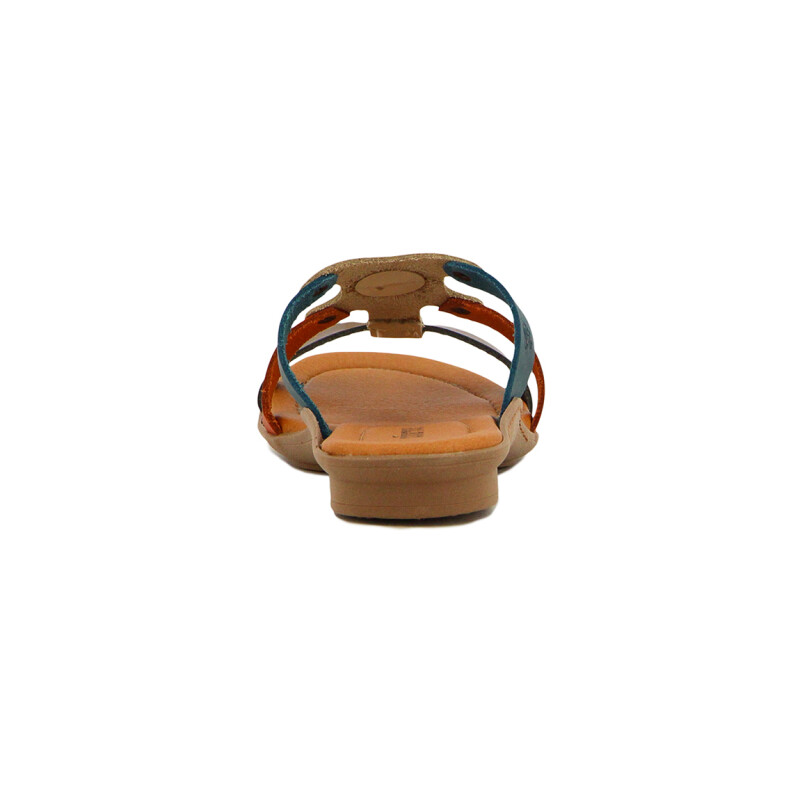 Country Sandalia Casual Cuero 3 Tiras Combinadas S/baja Tabaco-mix