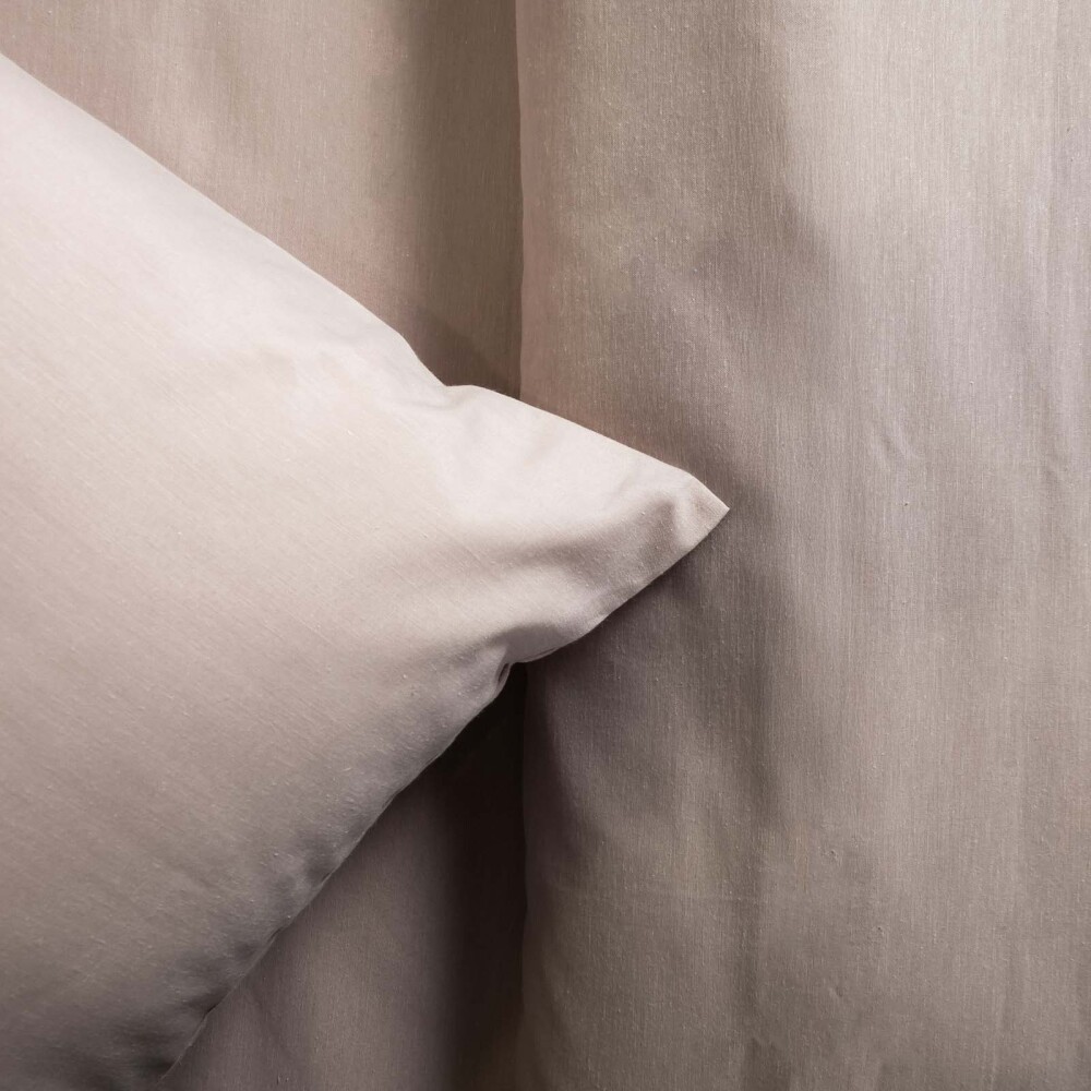 JUEGO SÁBANAS KING ALGODON-Y-POLIESTER NATURAL-BEIGE CHAMBRAY BEIGE