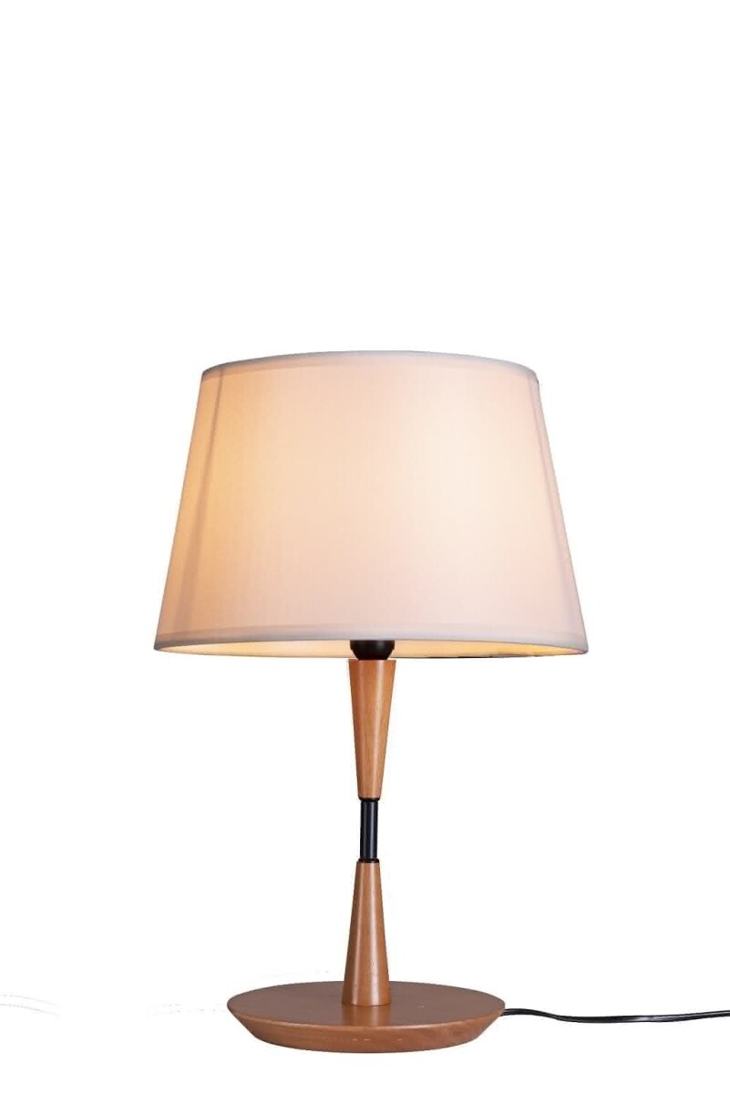 Lampara de mesa en madera con pantalla 