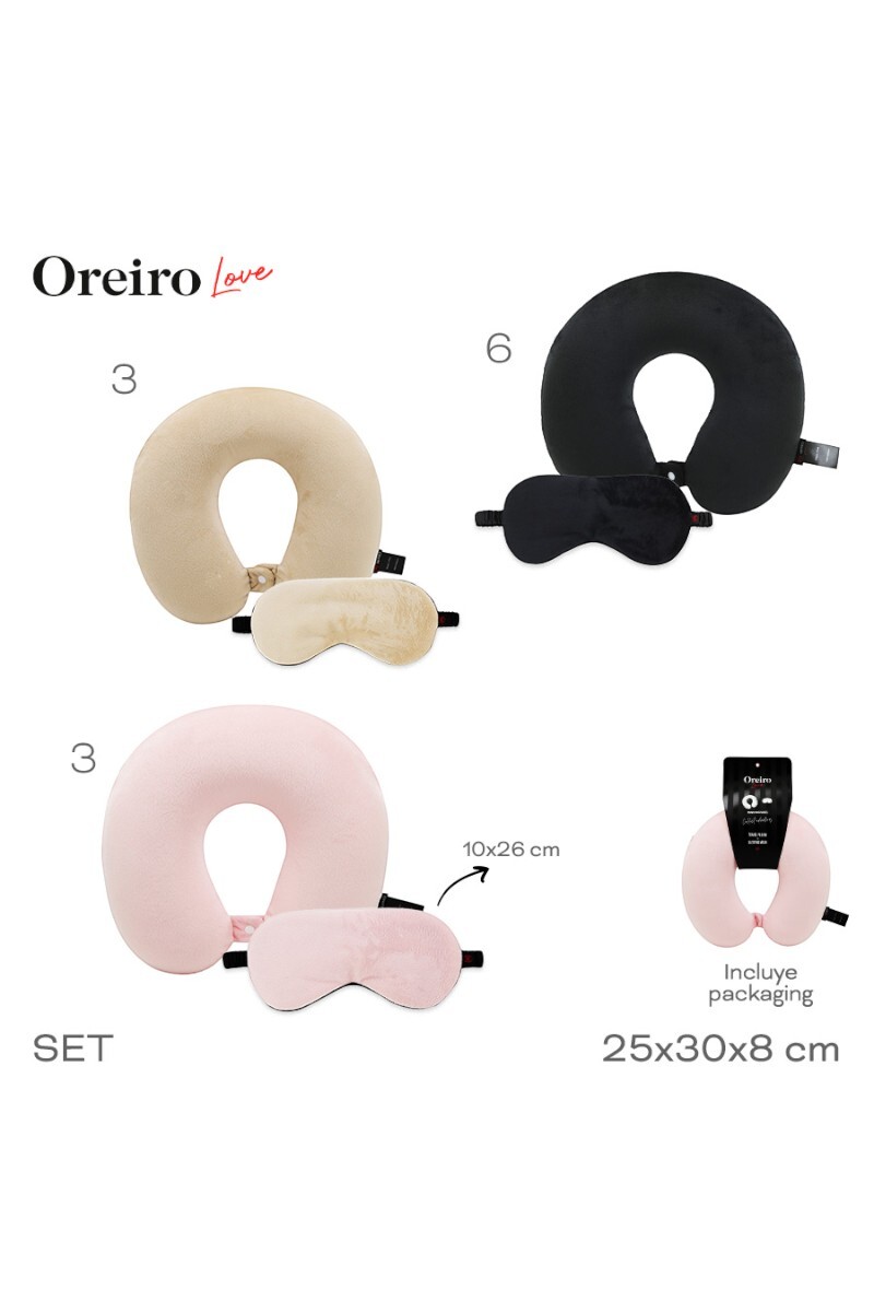 Set Almohada y Mascara Oreiro Camel