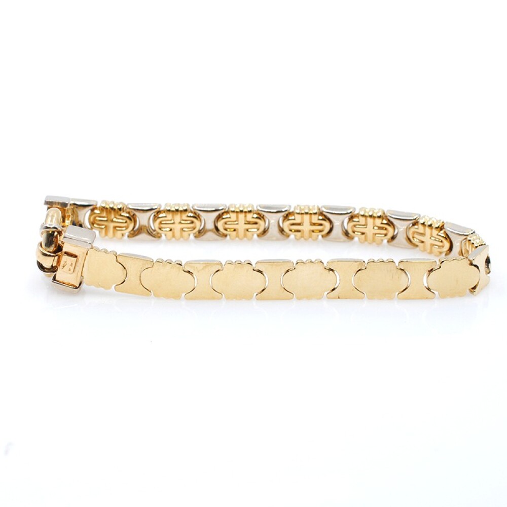 Pulsera en oro 18k combinada en 2 tonos con zafiro cabullon Pulsera en oro 18k combinada en 2 tonos con zafiro cabullon