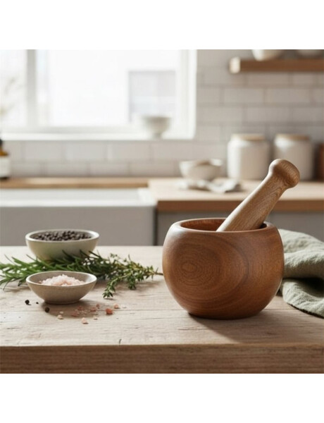 MORTERO MACHACADOR MADERA 13X9CM MORTERO MACHACADOR MADERA 13X9CM
