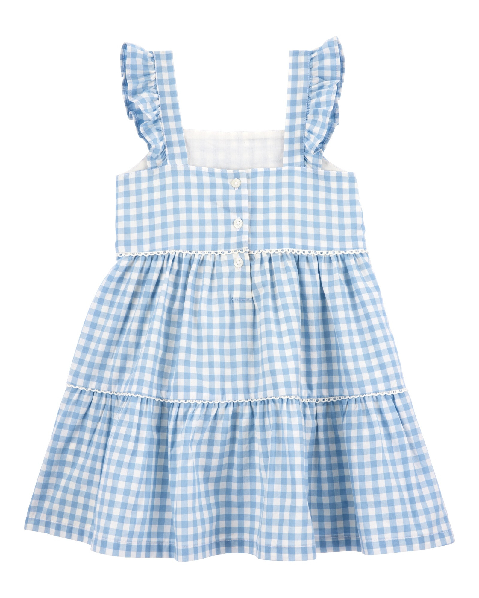 Vestido de algodón, escalonado, diseño a cuadros Sin color