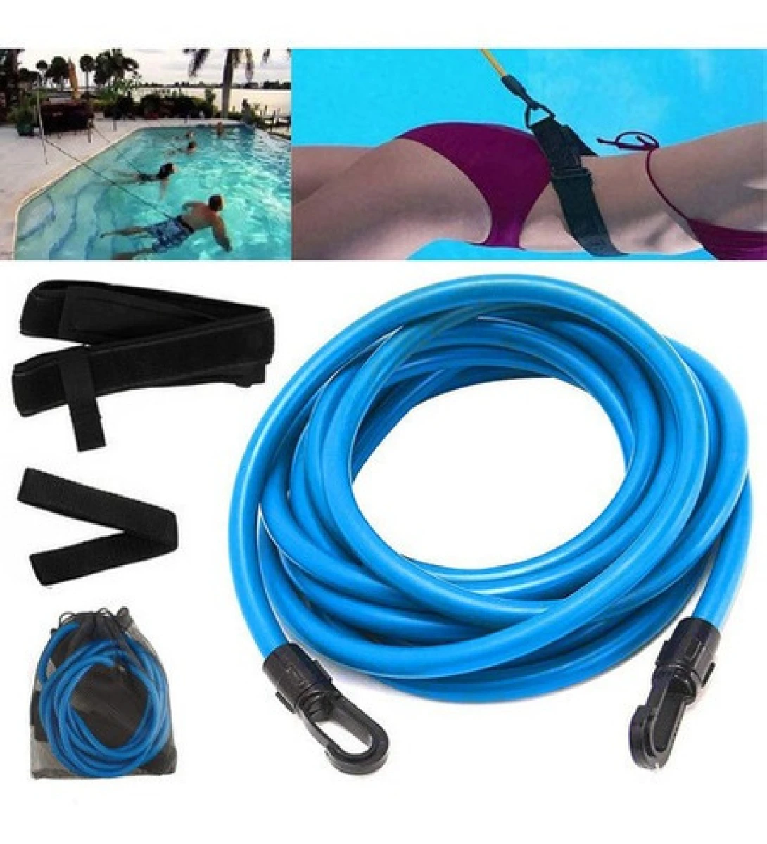 Cinturón Elástico de Entrenamiento Natación 4 Mts 