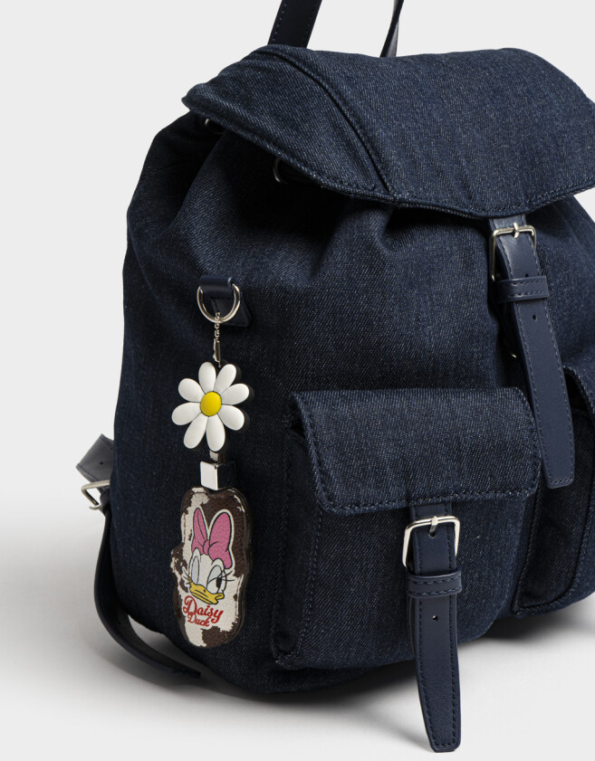 Mochilas Urbanas Mochila De Cuerina Daisy Denim Con Llavero - Azul Gastado