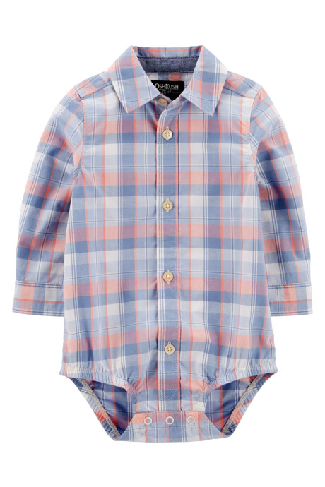 Body tipo camisa de algodón diseño a cuadros 0