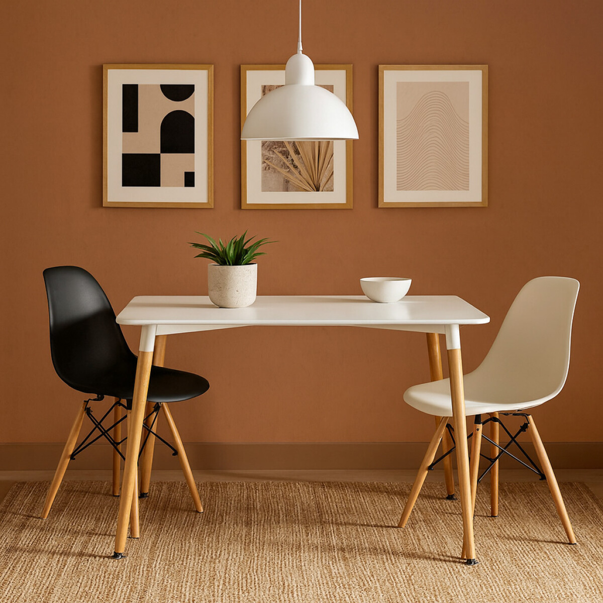 Mesa Eames Rectángular de Madera para Comedor o Jardín 