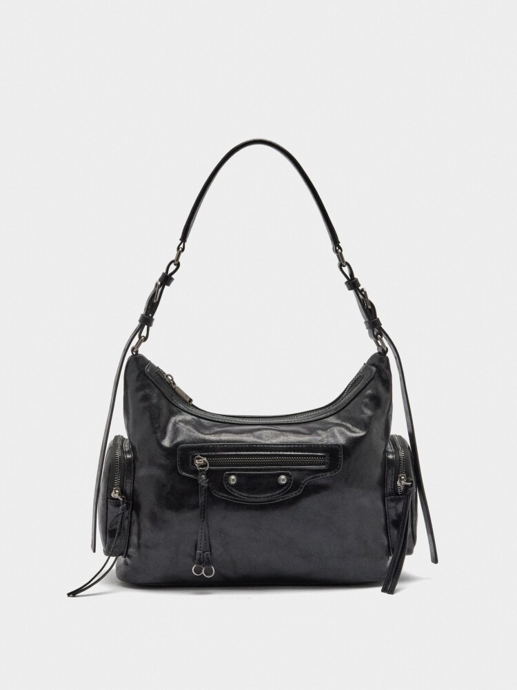 Bolso De Hombro De Efecto Envejecido negro