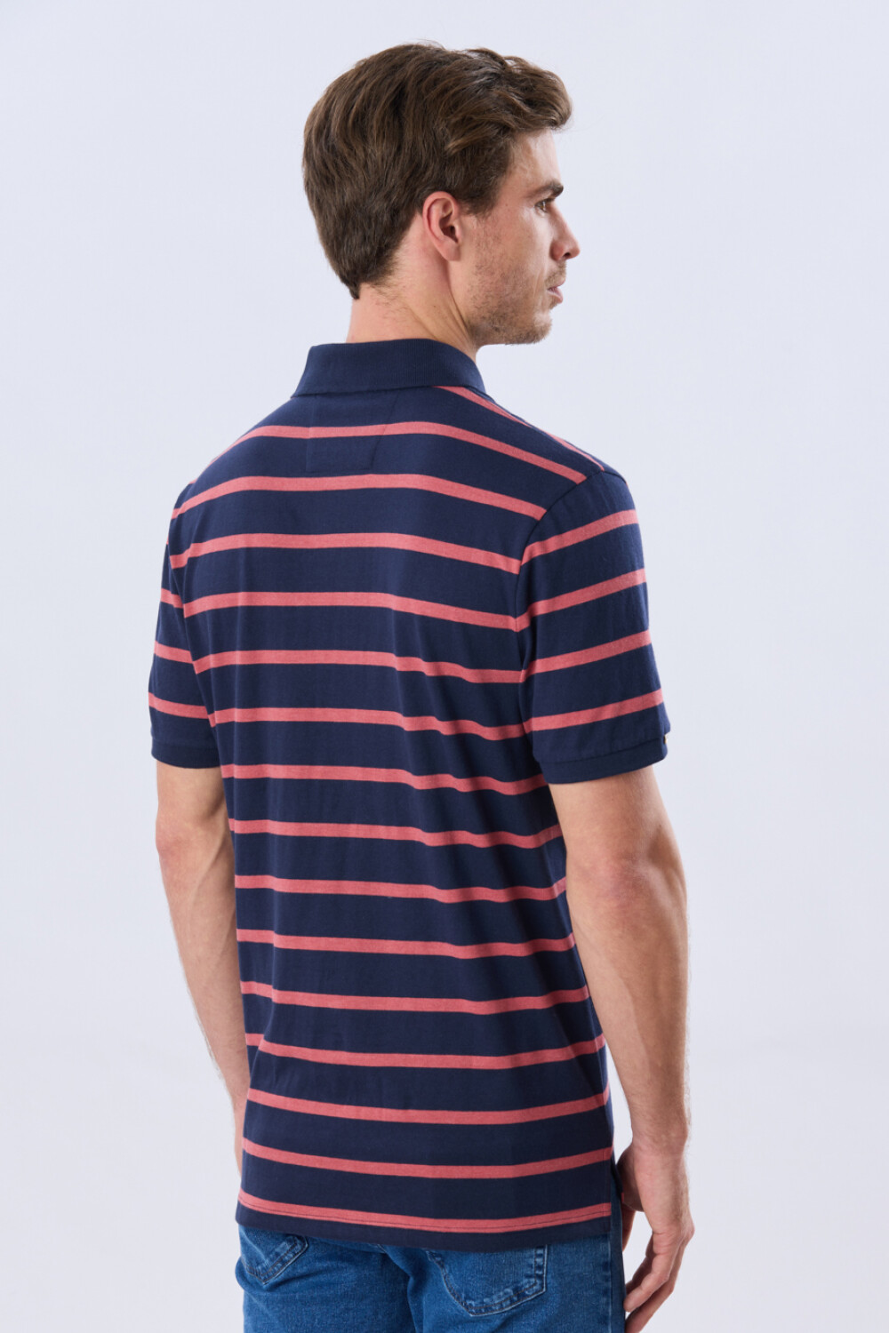 REMERA POLO RAYADA JERSEY Azul