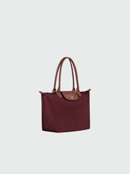 Longchamp -Cartera Longchamp plegable de nylon con cierre y asa larga, Le pliage M Bordó