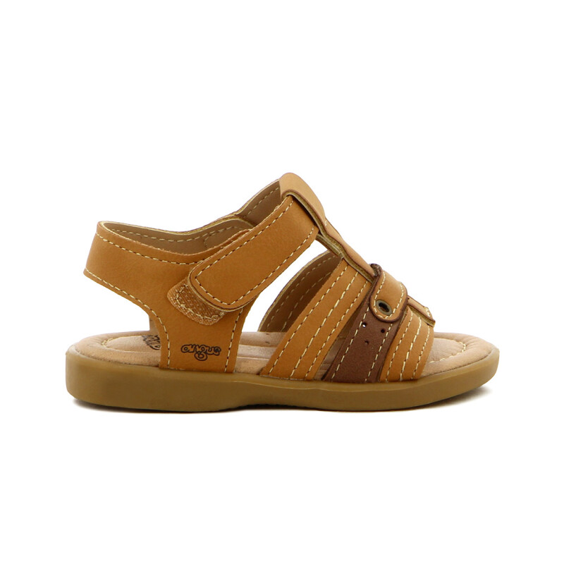 Angus Sandalia Niño 3 Tiras C/ Pulsera Y Velcro Camel-marron