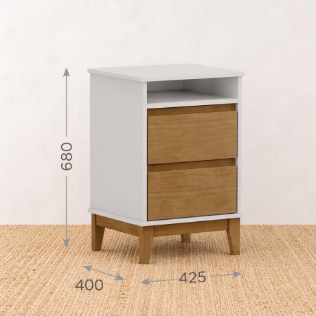 Mesa De Noche Prata Blanca Y Natural (re U