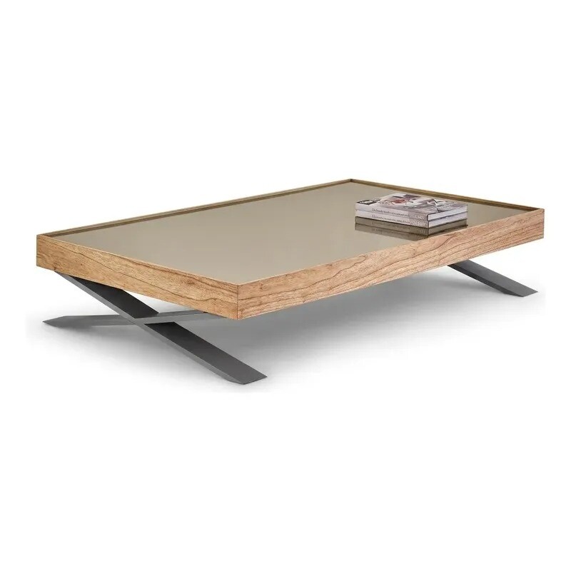 Mesa de centro con tapa de vidrio espejo Mesa de centro con tapa de vidrio espejo