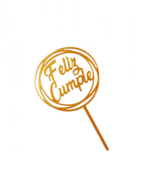 Topper feliz cumple dorado. Topper feliz cumple dorado.