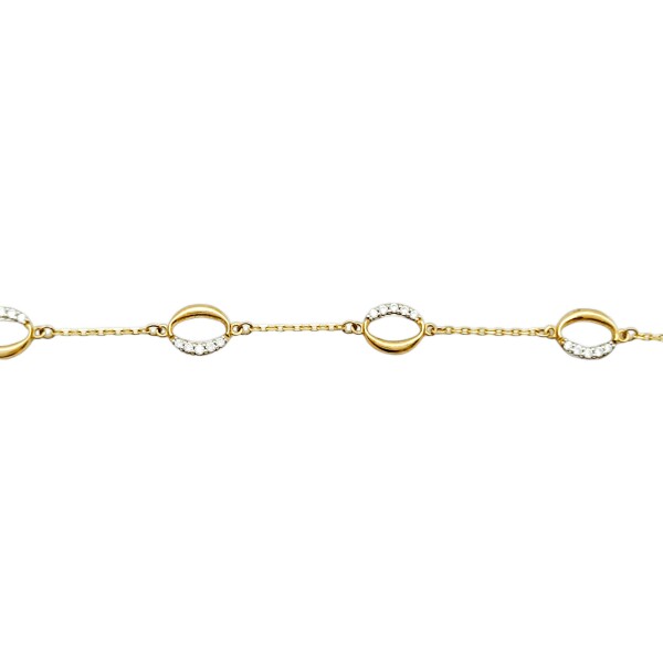 Pulsera Óvalos-Oro bajo-Zirconias-PU8029 conpiedra