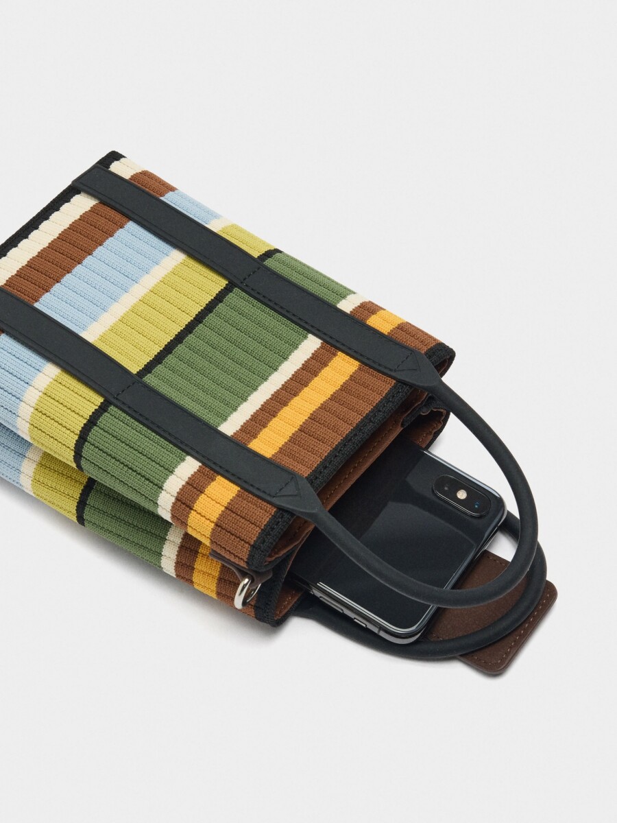 Bolsa Para Móvil De Punto Con Rayas multicolor