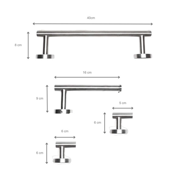 Set Accesorios De Baño Juego De 4 Piezas De Acero Inoxidable Percha Organizador Imback Color Plateado Set Accesorios De Baño Juego De 4 Piezas De Acero Inoxidable Percha Organizador Imback Color Plateado
