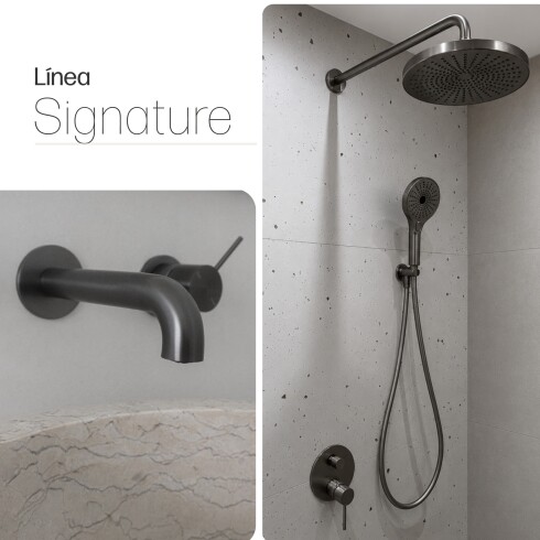 GRIFERIA JUEGO MONOCOMANDO GRAFITO BRILLO LINEA SIGNATURE GRAFITO-GUNMETAL
