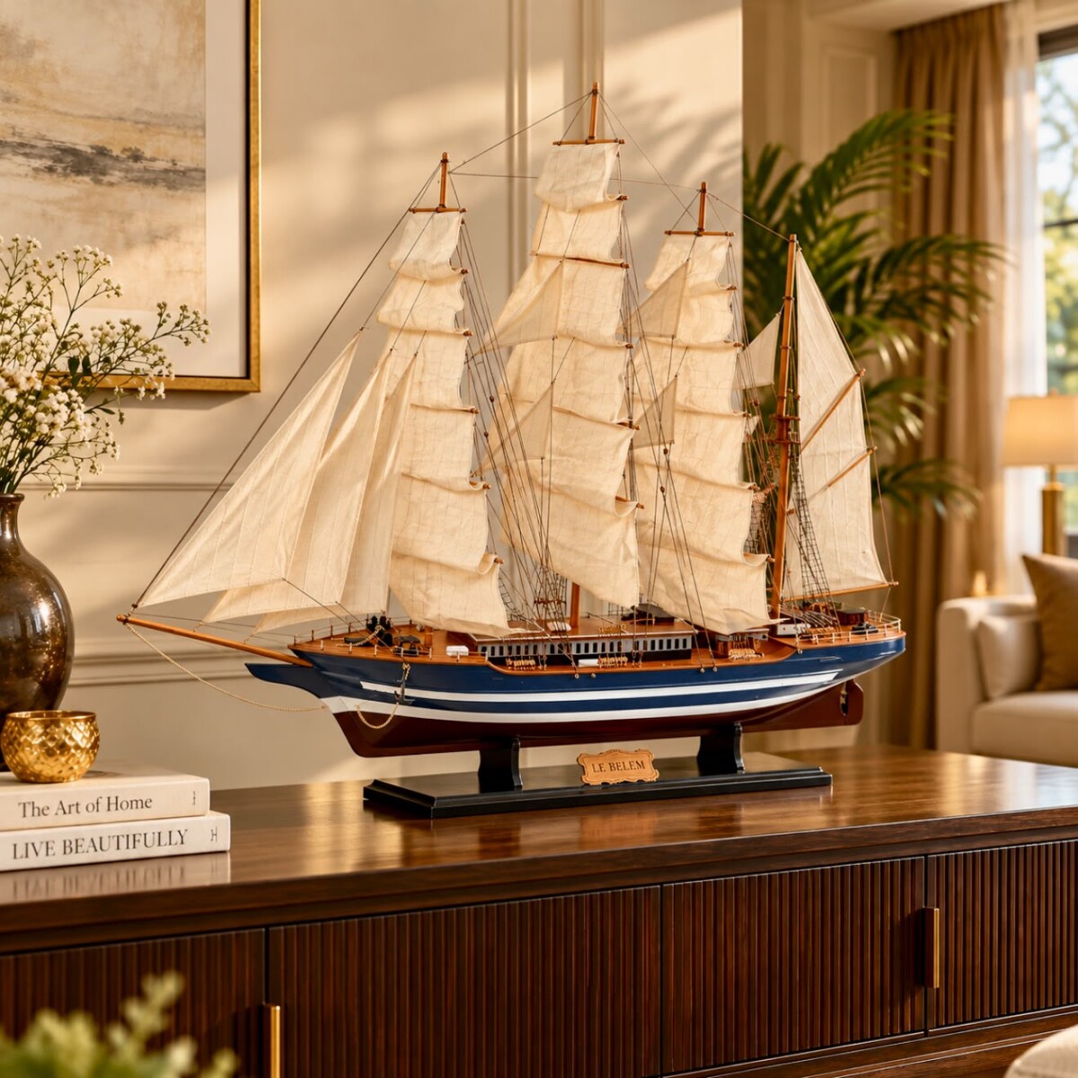 Barco Velero Decorativo de Madera Le Belem - Largo 150 cm / Alto 135 cm 