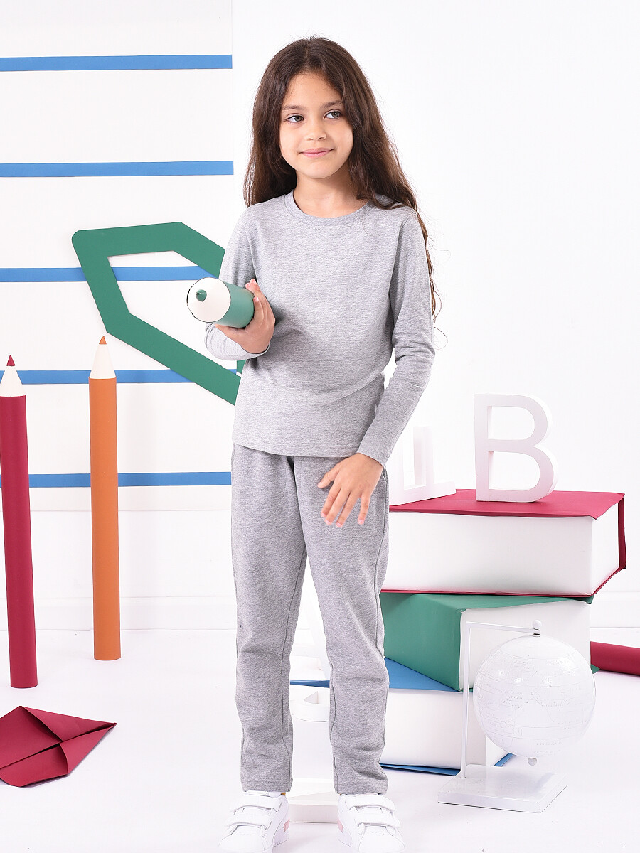 REMERA BASICA MANGA LARGA - GRIS MELANGE M 