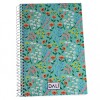 CUADERNO A5 DALI 70 HOJAS TAPA FLORES CELESTE