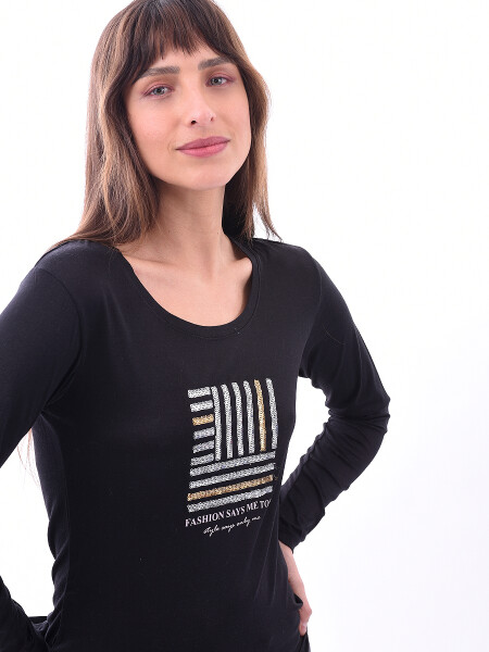 REMERA FASHION SAYS NEGRO