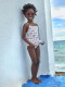 Traje De Baño Estampado Casitas Blanco Roto