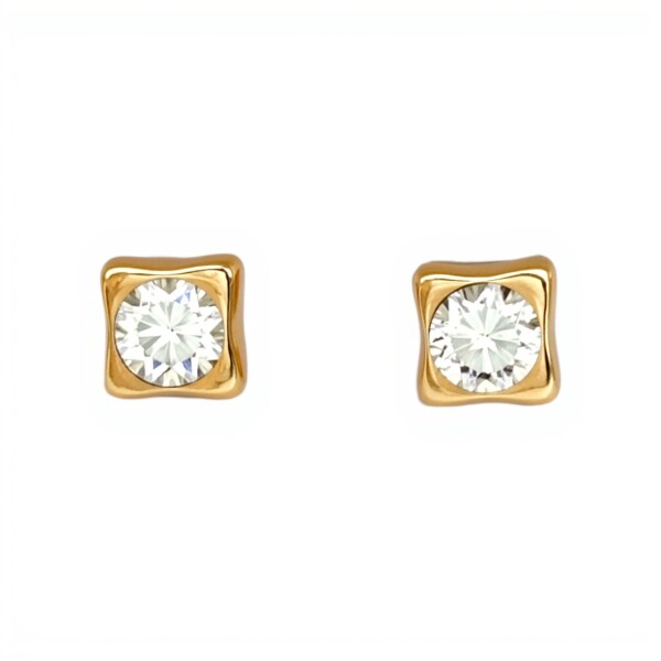 Caravanas Cuadrados de oro- Oro bajo - Zirconia blanca - CA8115 conpiedra