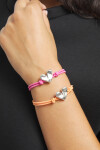 PULSERA DE HILO ELÁSTICO NARANJA CON CORAZÓN BAÑADO EN PLATA DE LEY Pulsera