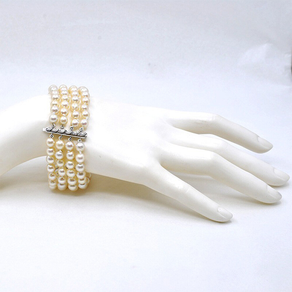 Pulsera Perlas De Cultivo De 4 Hilos Y Oro 18K Blanco Pulsera Perlas De Cultivo De 4 Hilos Y Oro 18K Blanco