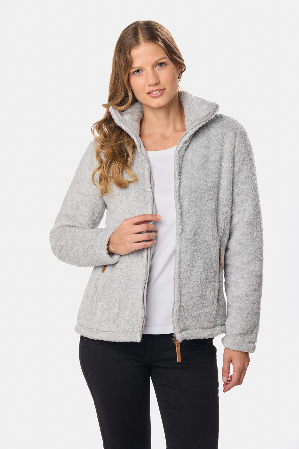 CAMPERA TEJIDA DE SHERPA Gris